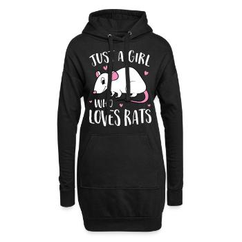 Juste Une fille Le Rat Aime doux Rat - Sweat-shirt à capuche long Femme - noir - Devant