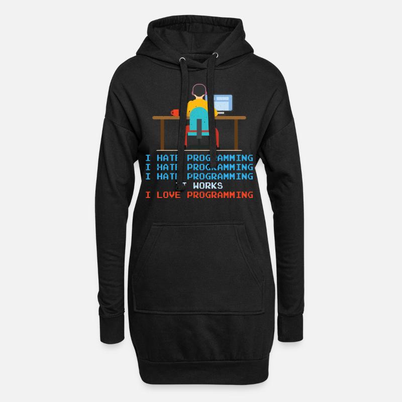 Programmierer - I Hate Programming - Hoodie-Kleid - Schwarz