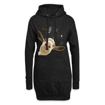 Neugierige Ziege - Hoodie-Kleid - Schwarz - Vorne
