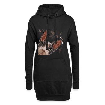 Neugierige Sphynx Katze - Hoodie-Kleid - Schwarz - Vorne