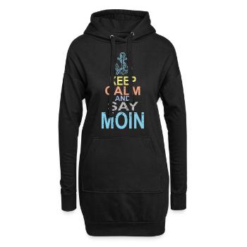 Gardez votre calme et dites Moin - Sweat-shirt à capuche long Femme - noir - Devant