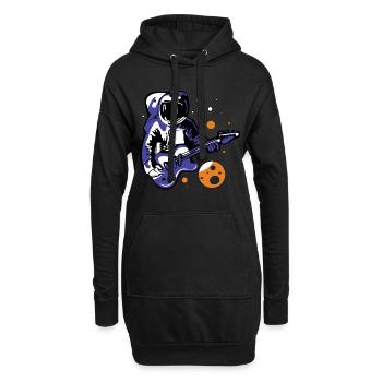 Gitarren Astronaut - Hoodie-Kleid - Schwarz - Vorne