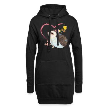 Hérisson tas de feuilles - Sweat-shirt à capuche long Femme - noir - Devant