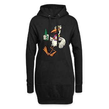 Betrunkener Storch - Hoodie-Kleid - Schwarz - Vorne