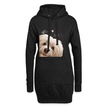 Neugieriger Havaneser Hund - Hoodie-Kleid - Schwarz - Vorne