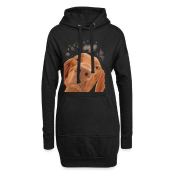 Neugieriger Ungarischer Vorstehhund - Hoodie-Kleid - Schwarz - Vorne