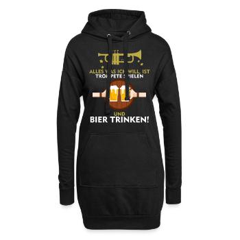 Trompete shirt • Bier shirt • Musiker Geschenk - Hoodie-Kleid - Schwarz - Vorne
