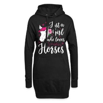 Chevaux filles chevaux équitation cheval amour - Sweat-shirt à capuche long Femme - noir - Devant