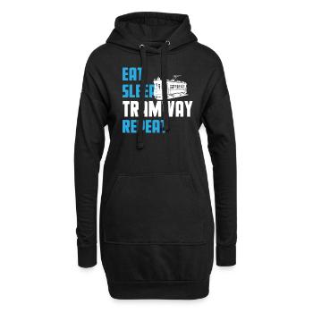 Manger. Dormir. Tramway. Répéter. - Sweat-shirt à capuche long Femme - noir - Devant