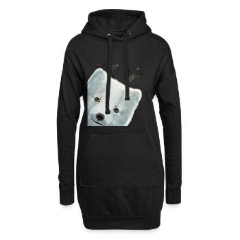 Neugieriger Polarfuchs - Hoodie-Kleid - Schwarz - Vorne
