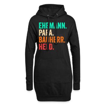 Bauherr Papa Vater Vatertag Bauleiter Hausbau - Hoodie-Kleid - Schwarz - Vorne