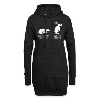 Café Buveur de café Lapin Lapin Lazy Fatigué - Sweat-shirt à capuche long Femme - noir - Devant