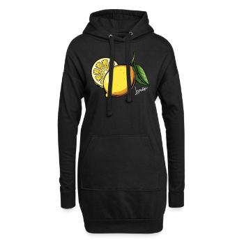 Zitrone Gelbe Frucht Obst Gesundes Essen - Hoodie-Kleid - Schwarz - Vorne