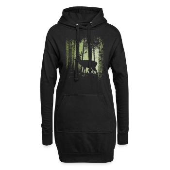 Crépuscule forêt crépuscule jachère cerf silhouett - Sweat-shirt à capuche long Femme - noir - Devant