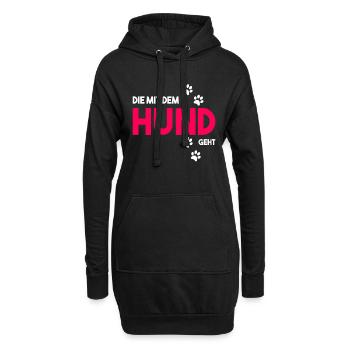 Hund Gassi gehen Pfoten Haustier Süß Geschenk - Hoodie-Kleid - Schwarz - Vorne