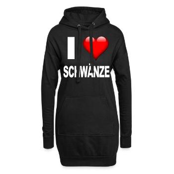 i love Schwänze - Hoodie-Kleid - Schwarz - Vorne