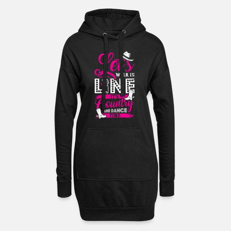 Country Line Dance Time - Hoodie-Kleid - Schwarz