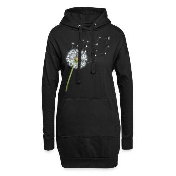 Löwenzahn Natur Gärtner Blumen Pusteblume Geschenk - Hoodie-Kleid - Schwarz - Vorne