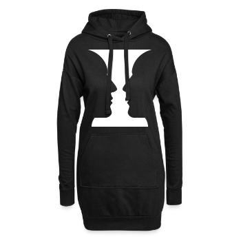 Têtes ou vases Illusions optiques - Sweat-shirt à capuche long Femme - noir - Devant