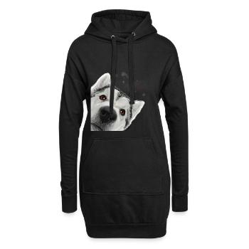 Curieux Alaskan Malamute chien - Sweat-shirt à capuche long Femme - noir - Devant
