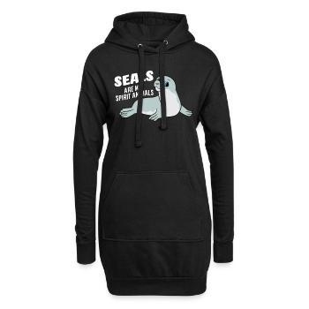 Les phoques sont mes animaux préférés Doux Phoque - Sweat-shirt à capuche long Femme - noir - Devant
