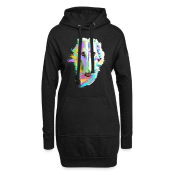 Farbiger Barsoi Hund - Hoodie-Kleid - Schwarz - Vorne