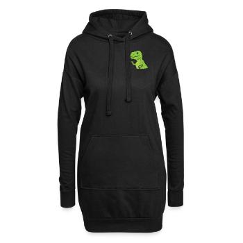 Lustiger Dinosaurier in der Tasche Dinosaurier - Hoodie-Kleid - Schwarz - Vorne