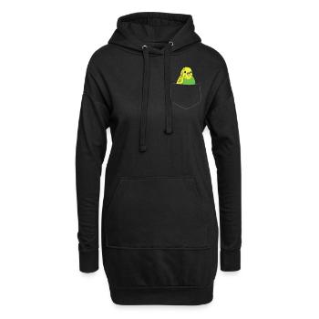 Drôle de perruche oiseau Dans sa poche - Sweat-shirt à capuche long Femme - noir - Devant