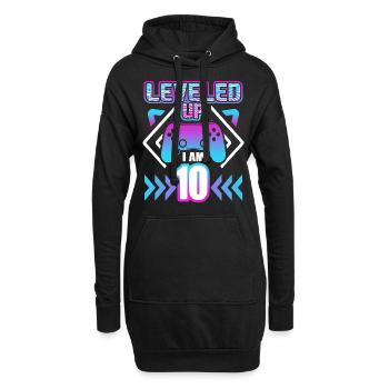 zehnter Geburtstag 10 Jahre Gaming Gamer Geschenk - Hoodie-Kleid - Schwarz - Vorne