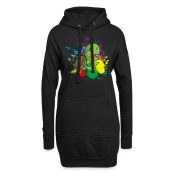 Farbige Schildkröte - Hoodie-Kleid - Schwarz - Vorne