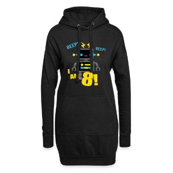 Cadeau de garçon anniversaire robot 8 ans - Sweat-shirt à capuche long Femme - noir - Devant