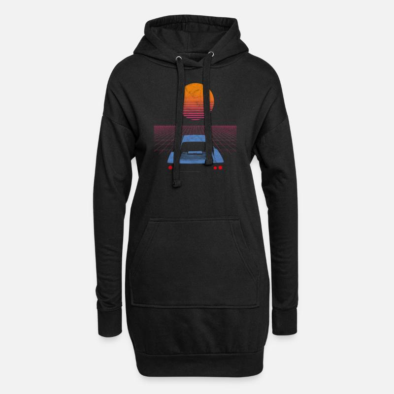 Synthwave Retrowave Aesthetic Vintage Drive Laser - Hoodie-Kleid - Schwarz