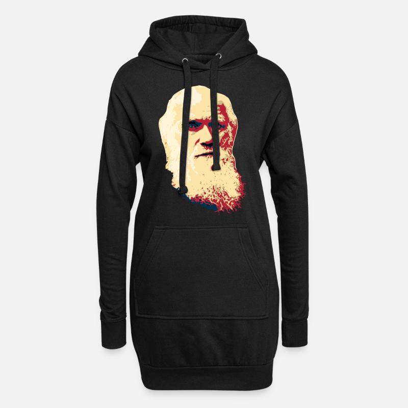 Charles Darwin - Hoodie-Kleid - Schwarz