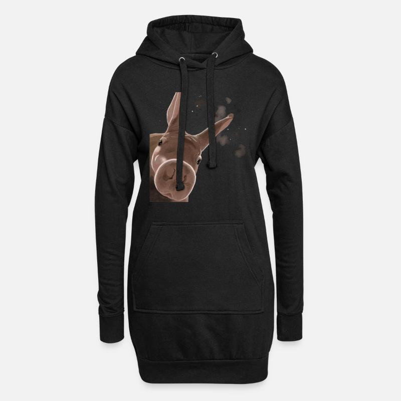 Neugieriger Erdferkel - Hoodie-Kleid - Schwarz