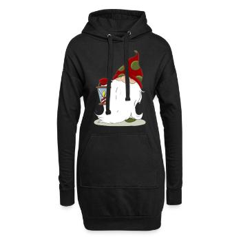 Noël elfe nordique Lutin nain lanterne - Sweat-shirt à capuche long Femme - noir - Devant