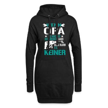 Opa Großvater Reparieren Basteln Bohrmaschine - Hoodie-Kleid - Schwarz - Vorne