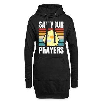 Dites vos prières mignon canard avec couteau meme poulet - Sweat-shirt à capuche long Femme - noir - Devant