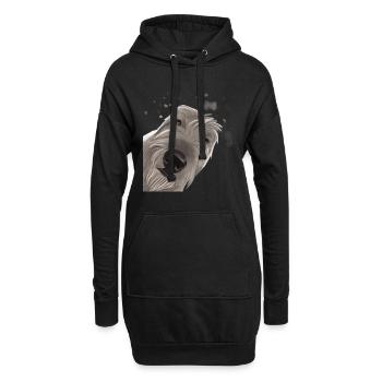 Chien loup irlandais curieux - Sweat-shirt à capuche long Femme - noir - Devant