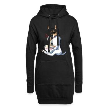 Japanischer Anime Rat Terrier Hund Ramen - Hoodie-Kleid - Schwarz - Vorne