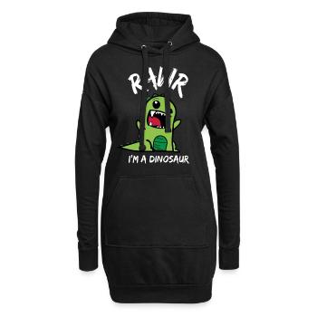 Rawr ich bin ein Dinosaurier Süßer Dino für Kinder - Hoodie-Kleid - Schwarz - Vorne