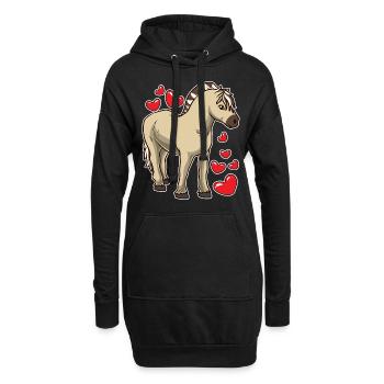 Fjordpferd Geschenk - Hoodie-Kleid - Schwarz - Vorne