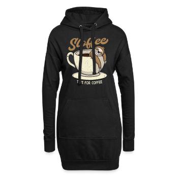 Jeu de mots Sloffee Paresseux Dort Dans le café - Sweat-shirt à capuche long Femme - noir - Devant