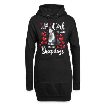 Old English Sheepdog Bobtail chien - Sweat-shirt à capuche long Femme - noir - Devant
