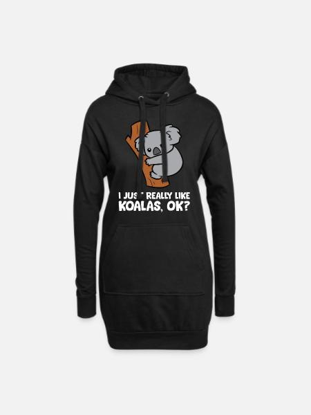 Ich mag einfach wirklich Koalas, okay lustiger - Hoodie-Kleid - Schwarz