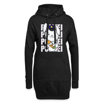 Lapin de police avec casquette de police lapin - Sweat-shirt à capuche long Femme - noir - Devant