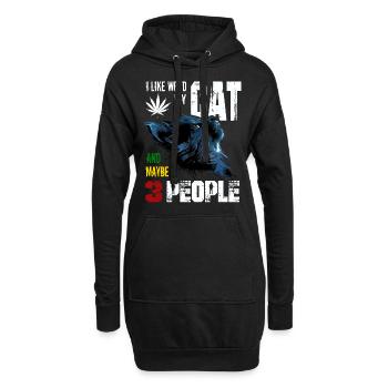 J’aime weed my cat et peut-être 3 personnes graphique - Sweat-shirt à capuche long Femme - noir - Devant
