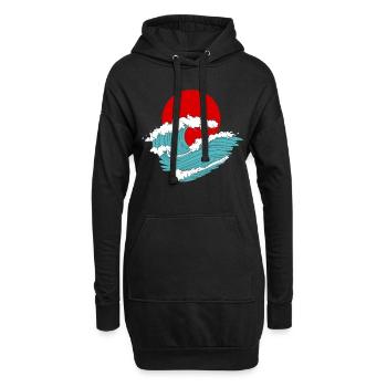 Japanische Welle Asiatische retro Tattoo Kunst - Hoodie-Kleid - Schwarz - Vorne
