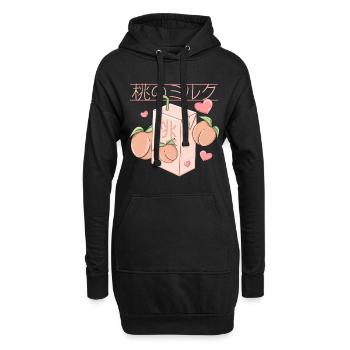 Japanischer Pfirsich Saft retro Anime Design - Hoodie-Kleid - Schwarz - Vorne