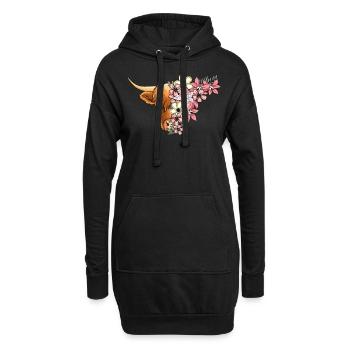 Des fleurs de haute-terre - Sweat-shirt à capuche long Femme - noir - Devant