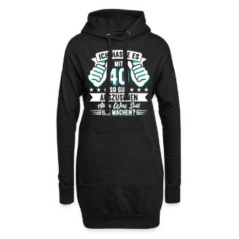 40. Geburtstag - Hoodie-Kleid - Schwarz - Vorne